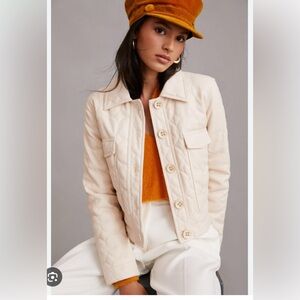 Cropped cream faux leather jacket sz 10